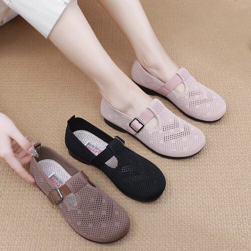 Flying Woven Breathable Hollow Mesh Womens Shoes Lazy 1 Sli