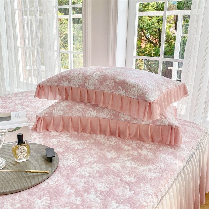 玫瑰凉感床裙款法式凉席夏天冰丝三件夏季软席子可机洗可水洗,床上用品,冰丝席,淘宝优惠券,粉丝福利购,淘宝优惠卷