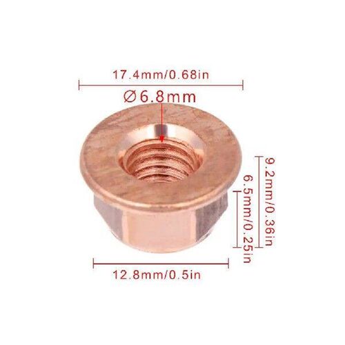 12PCS M8 Carbon Steel Copper Plated Hex Head Serrated