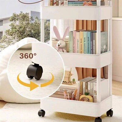 Plastic Rolling Utility Cart with Handle Storage Trolley for