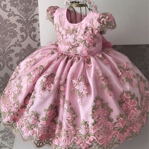 Girls Lace flower Princess Dress Birthday Party Vestidos Kid
