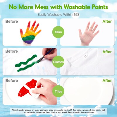 Safe rainbow finger paint for Toddlers 6 Colors Washable toy