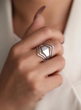 Stainless Steel Ring Geometric Rhombus Antique Rings Anillos
