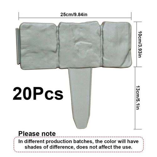 20pcs Plastic Garden Edging Border, Imitation Stone Fence Pa