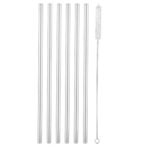 6Pcs Replacement Straw with Cleaning Brush Reusable Straws