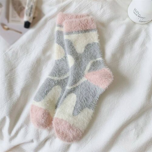 Lamb Velvet Socks women Cute cattoon printing Velvet Thick N