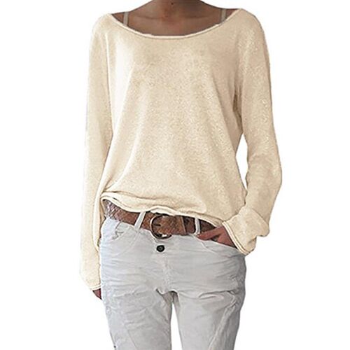 Women Knitted Tunic ops Summer Thin Long Sleeve O-neck Basic