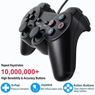 Transparent Color Wired Controller For PS2 /PS1 Console Vibr