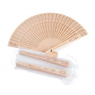 50Pcs Personalized Engraved Wood Folding Hand Fan Wedding Pe