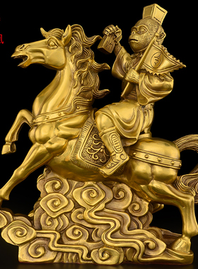 马上封侯摆件黄铜马上传令办公室客厅书房桌面送礼工艺品马到成功