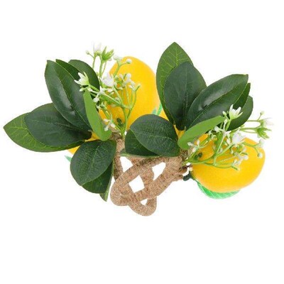 4 Pcs Lemon Napkin Rings Artificial Buckles Faux Plant