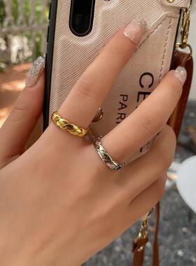 Fashion electroplating hemp rope shape ring design sense ope