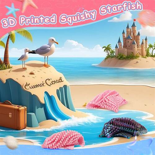 3D Printed flexibat Fidget Desk Starfish Toy Desk Decor toys