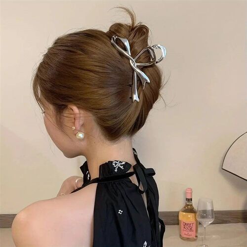 1 Multi-color Irregular Bow Large Grab Clip WOMENS Back Hai