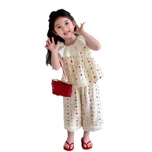 Korean Style Girls Lace Dot Dress Set - Sweet Summer Prince
