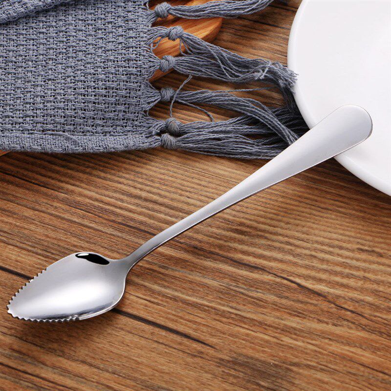 2PC Home Thick Stainless Steel Grapefruit Spoon Ice Cream De - 实物图