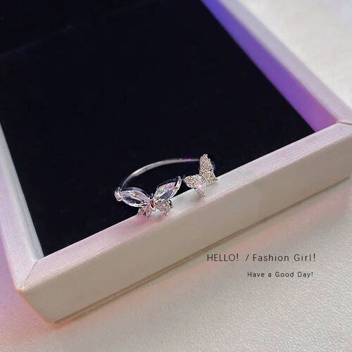New Korean Fashion Crystal Zircon Butterfly Open Adjustable