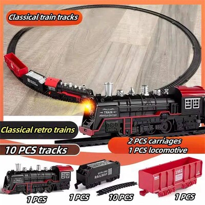 Electric Train Track Set with Lights Sound Retro Simulation