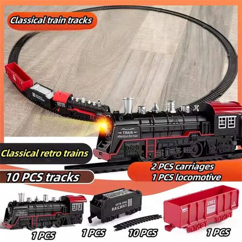 Electric Train Track Set with Lights Sound Retro Simulation