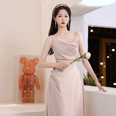 Pink Satin Bridesmaid Dress New Sisters Spring Strap Petite