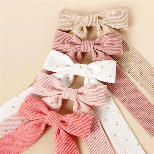 Hair Clips for Girls Corduroy Glitter Long Tail Bows Baby Ha