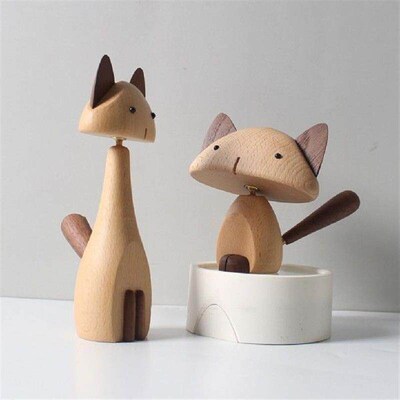 Cartoon Cat Decoration Nordic Movable Joint Sculpture Cute