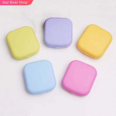 1pc New Mini Square Contact Lens Case with Mirror Women Colo