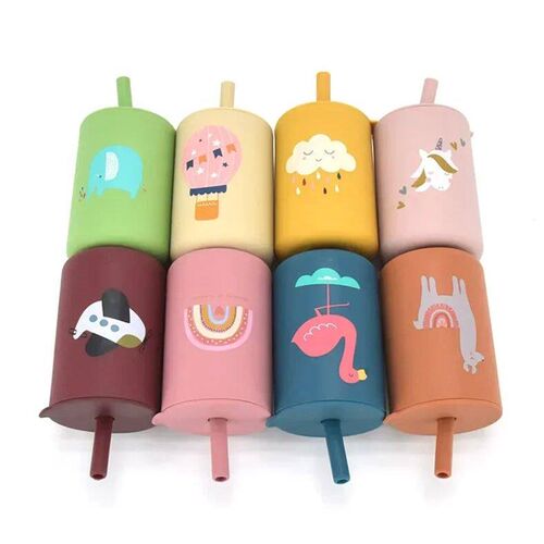 150ML Baby Silicone Cup with Exquisite Pattern Lid Portable