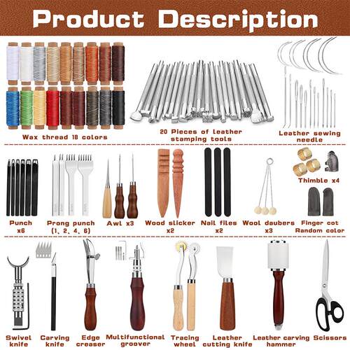 Leather Working Kit Craft Tools Supplies With Sewing Thread