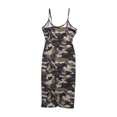 Womens Casual Bodycon Dress Sleeveless Camo Military Army Mi