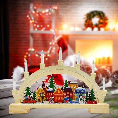 Festival Decor Ornament Village Houses Town Wooden House