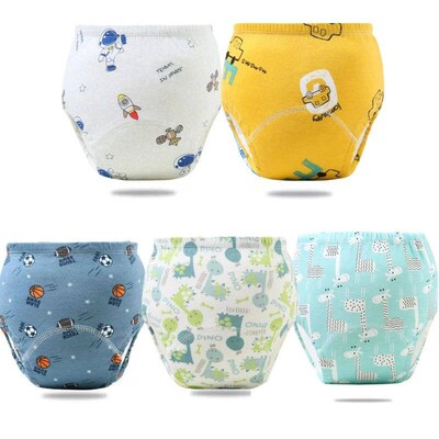 5PC Baby Potty Toilet Training Pants Nappies Cartoon Boys Gi