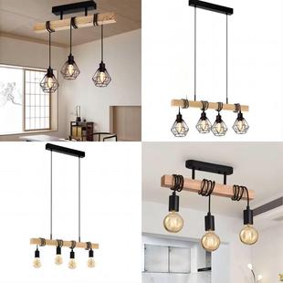 原木餐厅吧台长条吊灯loft工业风北欧咖啡厅店铺茶室三头艺术吊灯