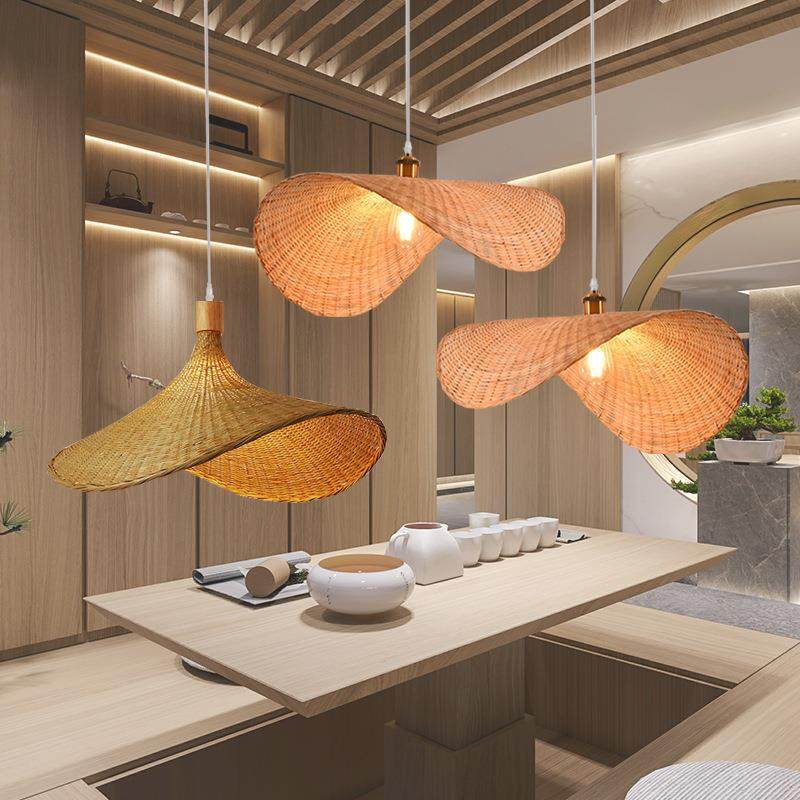 中山市竹编草帽灯吊灯斗笠灯餐厅火锅店咖啡店茶室服装店竹艺灯具,家装灯饰光源,智能吊灯,淘宝优惠券,粉丝福利购,淘宝优惠卷