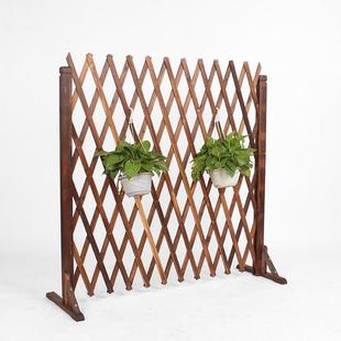 户外碳化防腐木栅栏白色伸缩实木竹篱笆网格创意园艺爬藤架