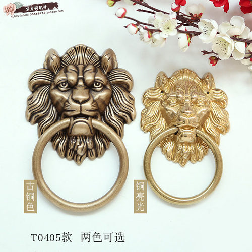 仿古门环装饰老式门家用狮子头大门拉手大拉把对开门古铜兽头把手