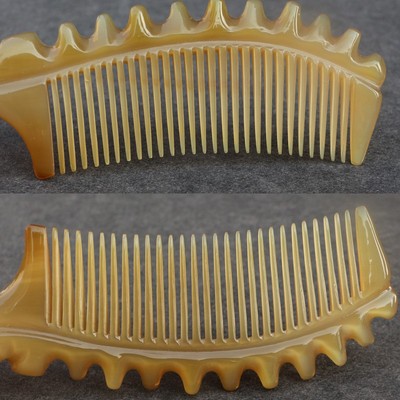 天然白牦牛角梳子密细齿护养发梳防静电粗大宽齿烫发梳子长21厘米