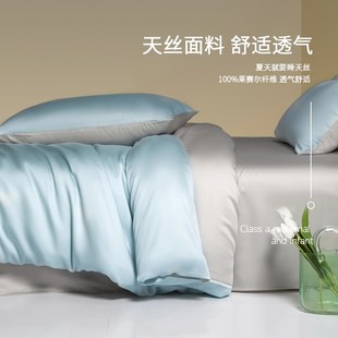 类200天丝被单件宿舍单人裸睡秋冬被罩被单1x200x230三件