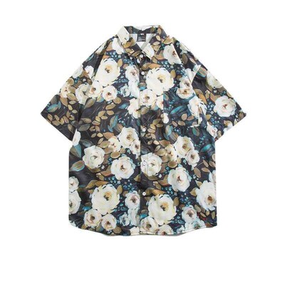 Southeast Asian Style Flower Shirt Short Sleeve Thailand Haw