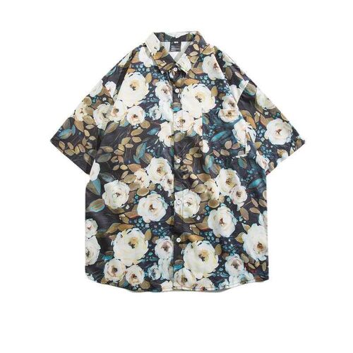 Southeast Asian Style Flower Shirt Short Sleeve Thailand Haw