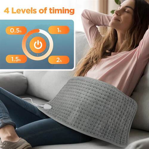 Electric Heated Massage Cushion Body Pad Plush Blanket Micro
