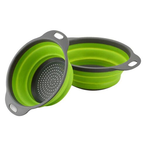 1/2pcs Silicone Round Folding Vegetable Fruits Washing Drain