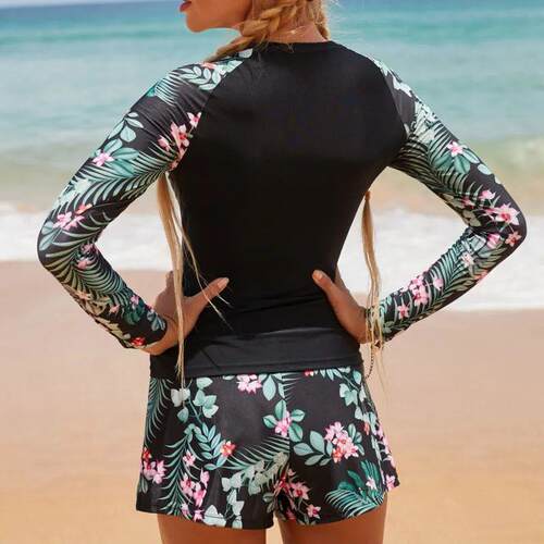 Womens Swimsuit Tankini Set Female Long Sleeves Swimwear 20