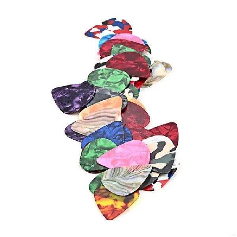 11UE 50 Pcs Guitar Picks Colorful Celluloid Guitar Picks - 实物图