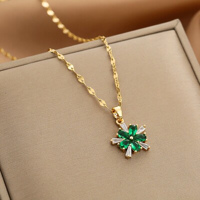 Gold Necklace for Women Zircon Jewelry Pendant Necklace Tita