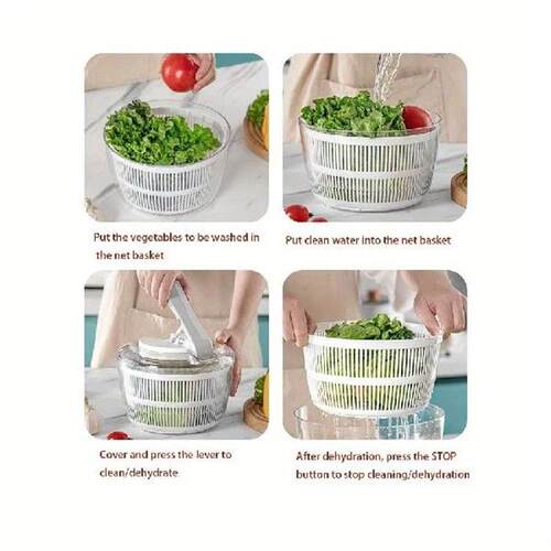 Large Capacity Salad Spinner - Manual Fruit and Vegetable