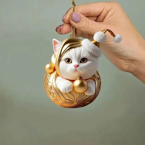 Cute Christmas Advent Calendar 2D Acrylic Cat Pendants Count