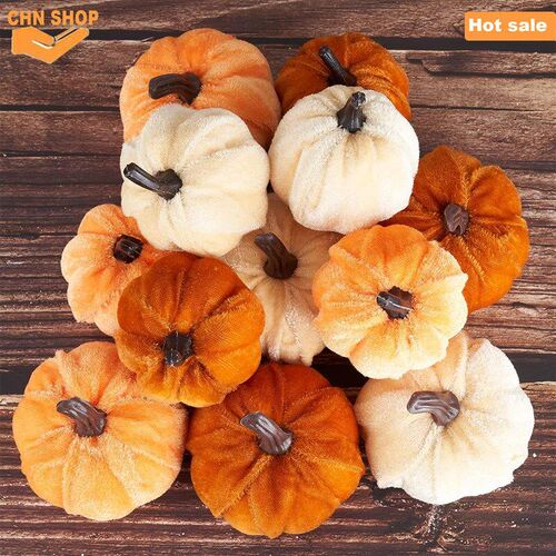 Pumpkin Halloween decorations,Artificial Faux Velvet Pumpkin