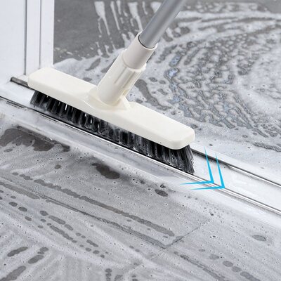 Bathroom cleaner brush tile crevice floor stiff bristle long