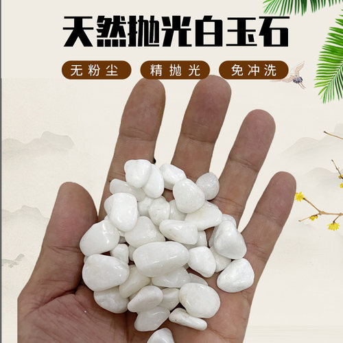 白色鹅卵石庭院铺地阳台造景白砾石花园免清洗小白石抛光白石子